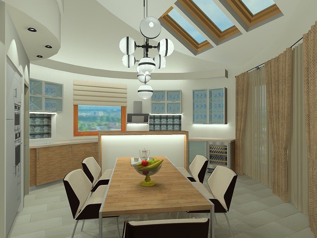 Félköríves konyha Vistosi lámpával